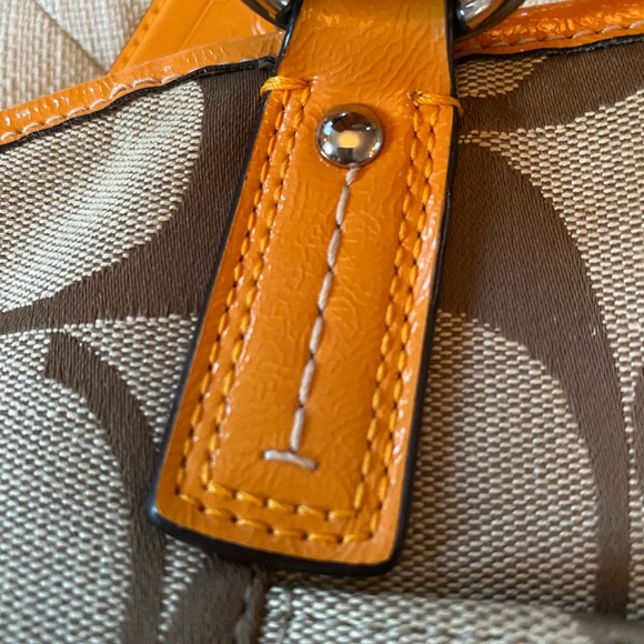 Coach Signature Stripe Pocket Tote In Orange Spice - Picture 14 of 16